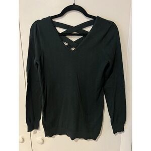 Love Ellie Size Small Mia Back Detail Sweater Dark Green Top Criss Cross